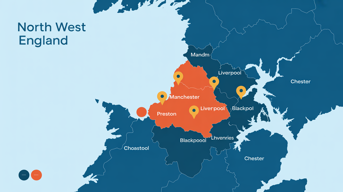 North West England coverage area map